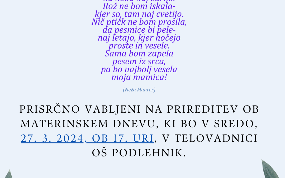 Materinski dan 2024 – vabilo